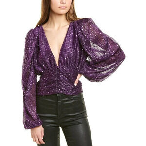 For Love + Lemons Purple La Vilette Metallic Top - XS NWT  HOLIDAY NYE! Stunning